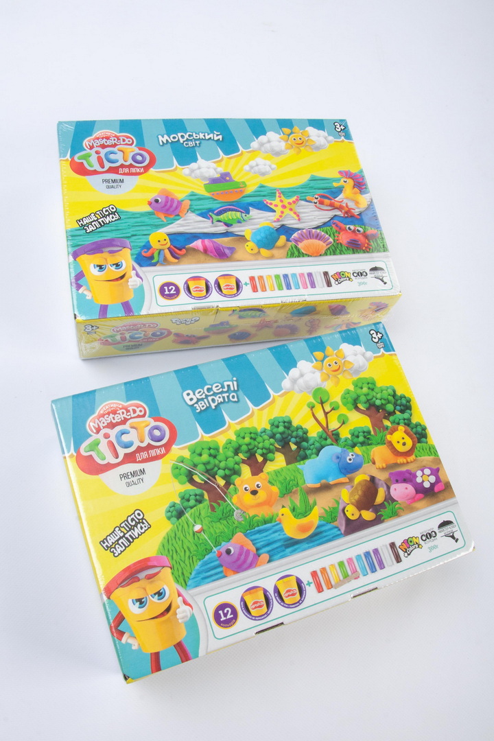 Тісто для ліпки, 12 кольорів, 300 г, стеки та формочки, Danko Toys